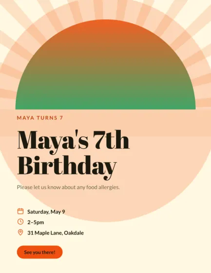 Citrus Birthday Party Flyer Letter (8.5 X 11 In)