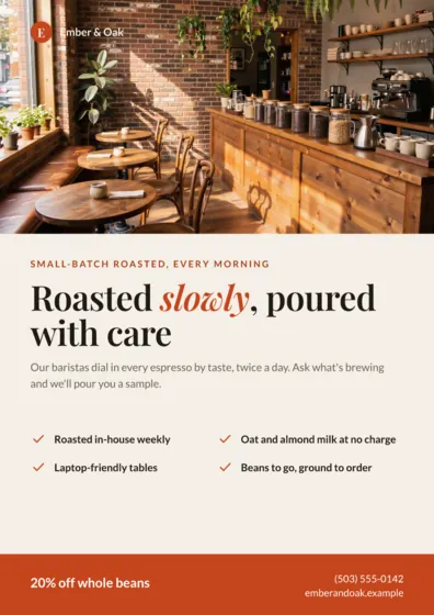 Linen Coffee Shop Flyer A4