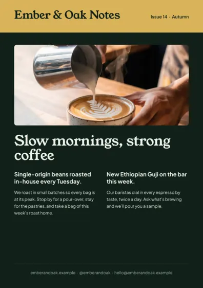 Forest Coffee Shop Newsletter A4
