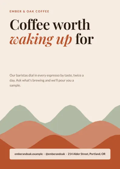 Terracotta Coffee Shop Poster A3