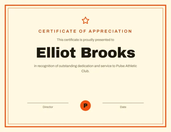 Citrus Fitness Studio Certificate (Letter Landscape)