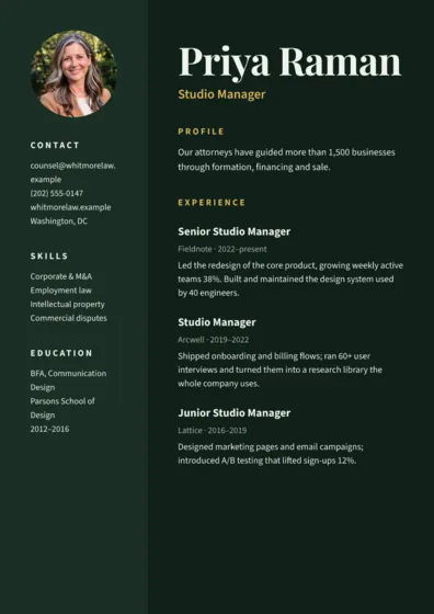 Forest Law Firm Resume A4
