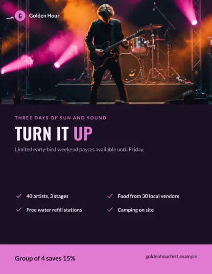 Plum Music Festival Flyer Letter (8.5 X 11 In)