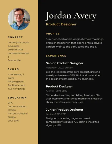 Noir Real Estate Resume Letter