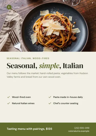 Olive Restaurant Flyer A5