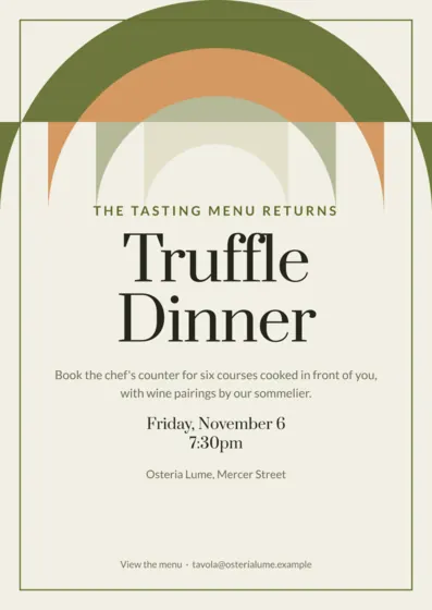 Olive Restaurant Invitation A6