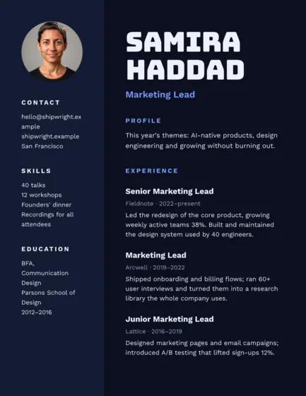 Midnight Conference Resume Letter