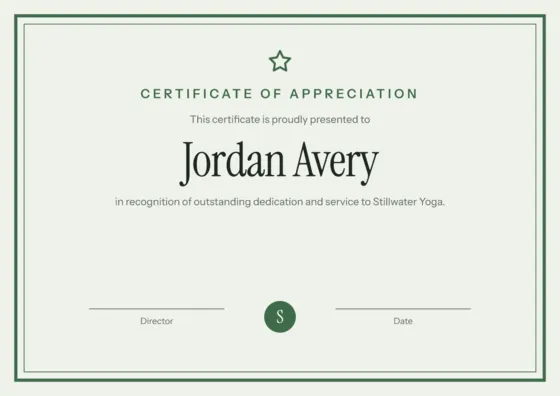 Sage Yoga & Wellness Certificate (A4 Landscape)